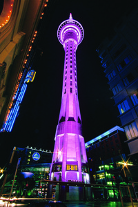 Sky Tower lit up for Breast Cancer Action Month